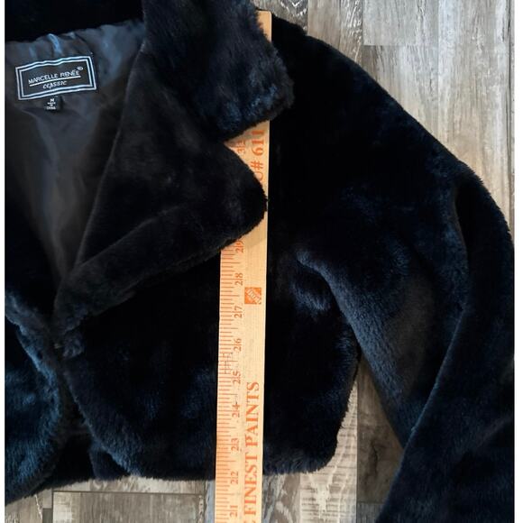 Marcelle Renee Y2K Micro Cropped Black Faux Fur Bolero Style Coat Jacket Medium - Picture 4 of 8